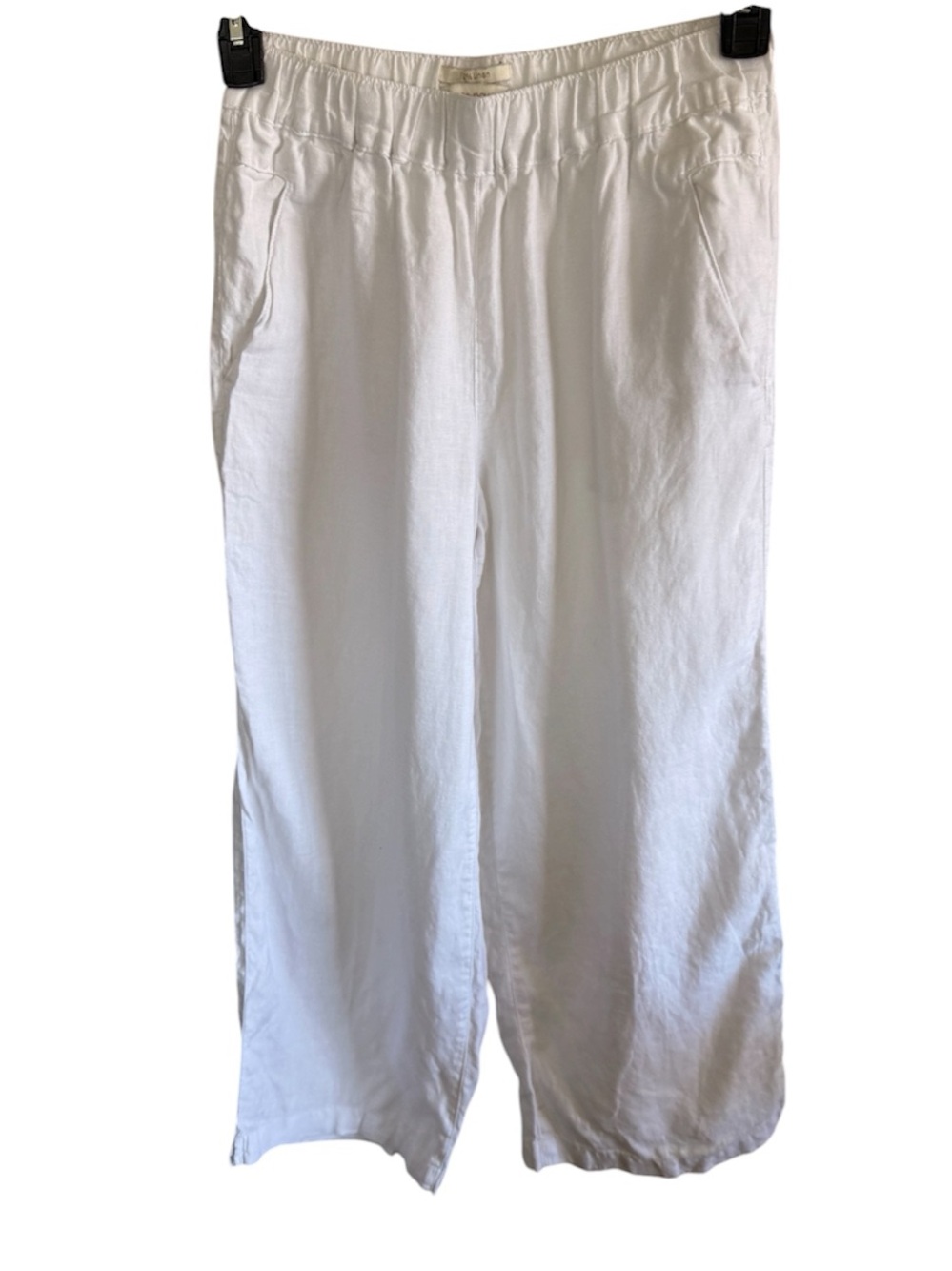 Cynthia Rowley Women’s 100% Linen White Elastic-Waist Straight Leg Pants Small